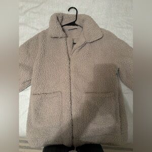 Women's Plush Gray Sherpa Coat